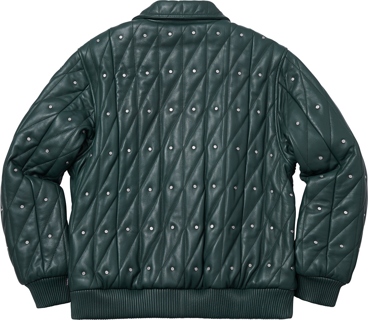 Quilted Studded Leather Jacket view 14